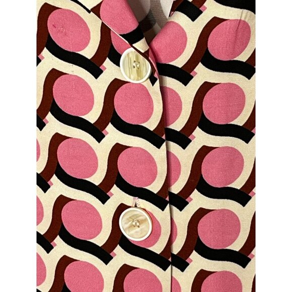 Exquise Retro Pattern Button-Up Collared Shirt Pink Black Geometric Design XL - Picture 3 of 11